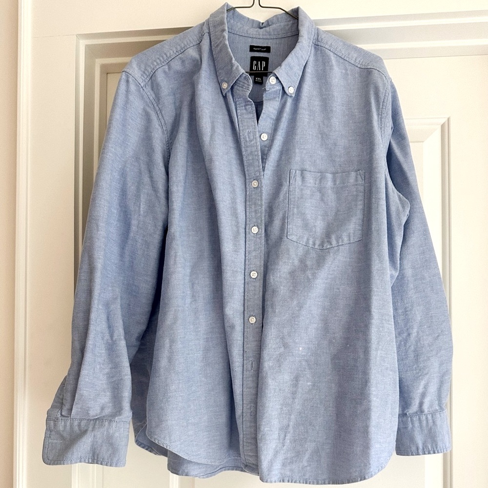 GAP Perfect Shirt Blue Button-Down Shirt XXL